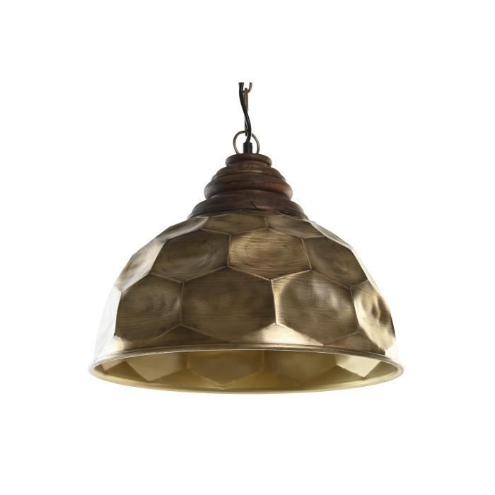Suspension - Non spécifié - 25W - Doré - Métal et Bois - 39x39x34 cm
