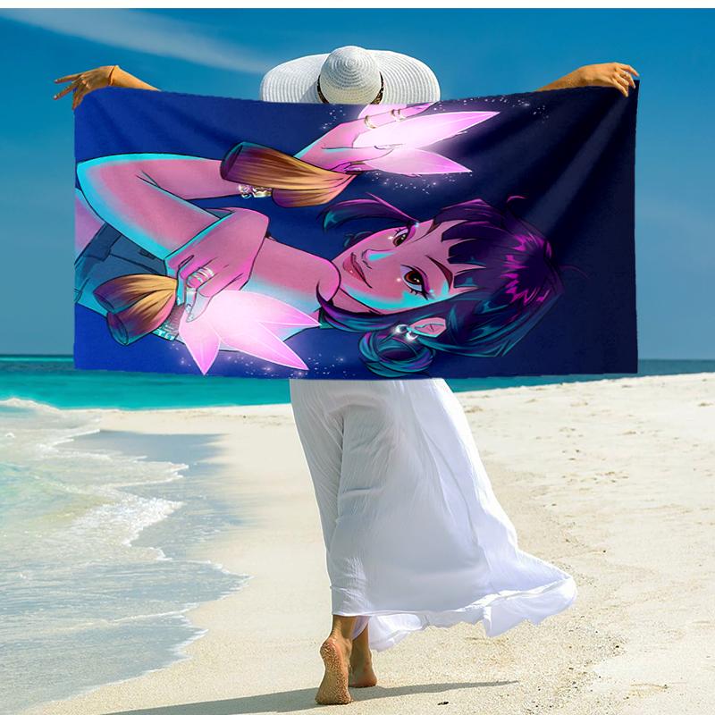 1pc KPop Demon Hunters ZOEY3 Beach Towel, Comfortable and Thick, and Swimming/Bath/Picnic/Camping Towel, Suitable for Seaside Beaches