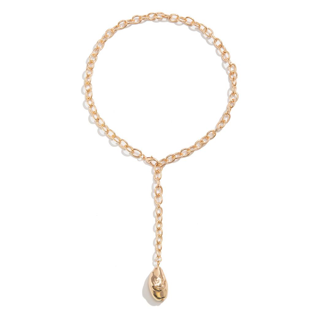 Retro Persönlichkeit unregelmäßige goldene Bohne Anhänger Halskette einfache Mode Kettenhalskette