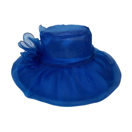 Women Sun Hat Organza Bowknot Decor Wide Brim UV Protection Hat Lightweight Breathable Foldable Tulle Hat Headwear