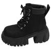 Black British style small man thick-soled heightening Martin boots women's 2025 new autumn thin two-wear pants tube boots