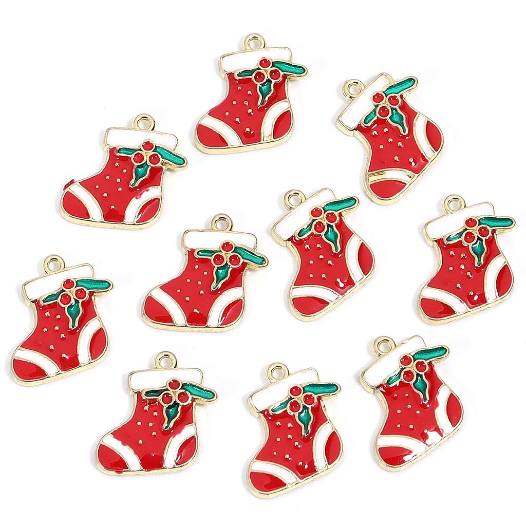 10-20pcs/lot Christmas Series Alloy Enamel Cute Pendant Santa Claus Elk Snowman Shape Charms For DIY Bracelet Necklace Accessory