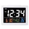 Color Large Screen LCD Electronic Desk Alarm Clock with Temperature Date Display  less than br more than (White )