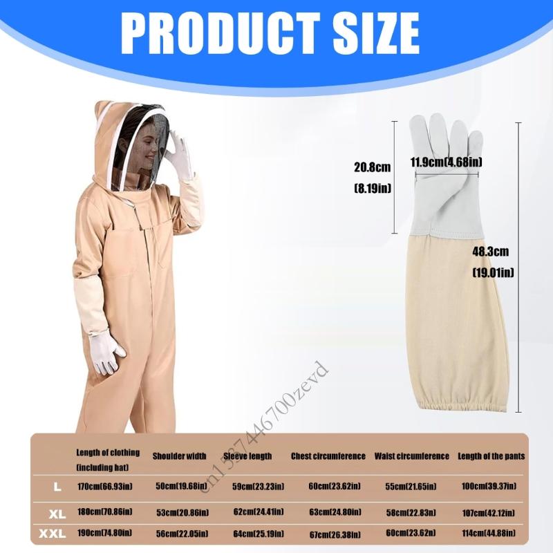 Beekeeping Suit Entire Body Security Ventilated Cotton Blend Beekeeping Gloves Detachable Curtain Thin Beekeeping Gear For P9YB