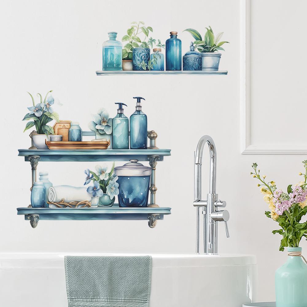 Fun-f58 Shelf Vase Bathroom Bathroom Wall Beautification Decorative Wall Stickers