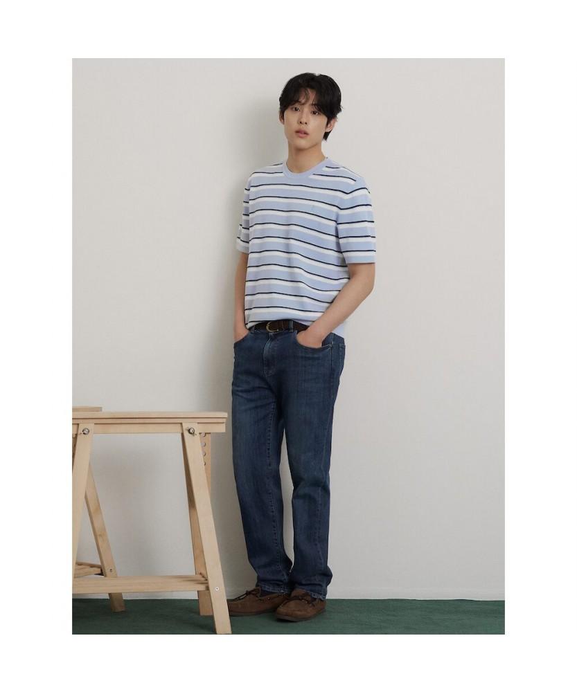 Binpolmen Striped Round Knit Sky Blue