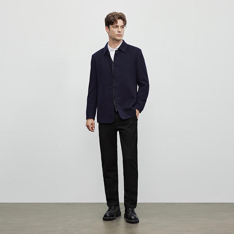 EMZ Men's Lapel Solid Thickened Wool Coat 9E7522312