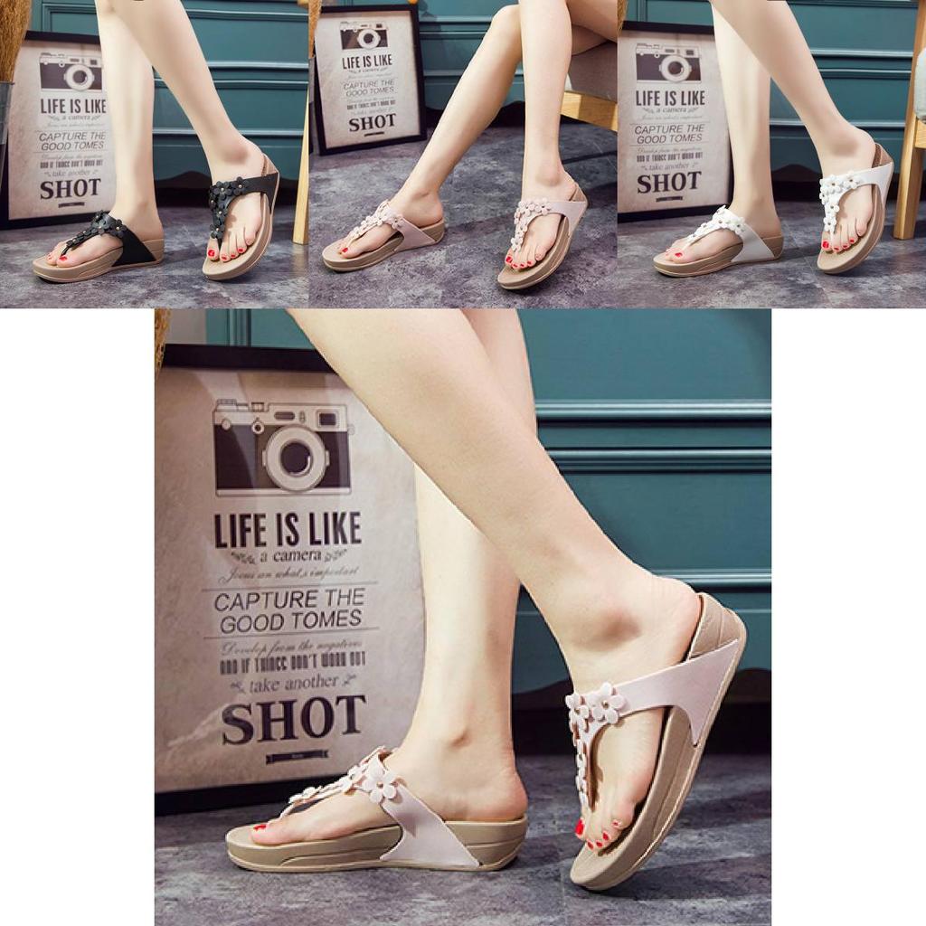 2024 Stylish Summer Wedge Flip Flops For Women Comfortable Beach Sandals With Thick Sole
