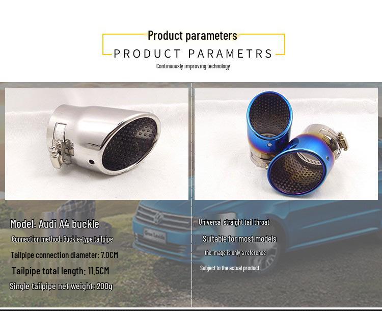 Compatible Titanium Blue Tailpipe for Magotan, Sagitar, Lavida, Golf, Tiguan, A4L, A1, A3 (1.4 & 1.6)