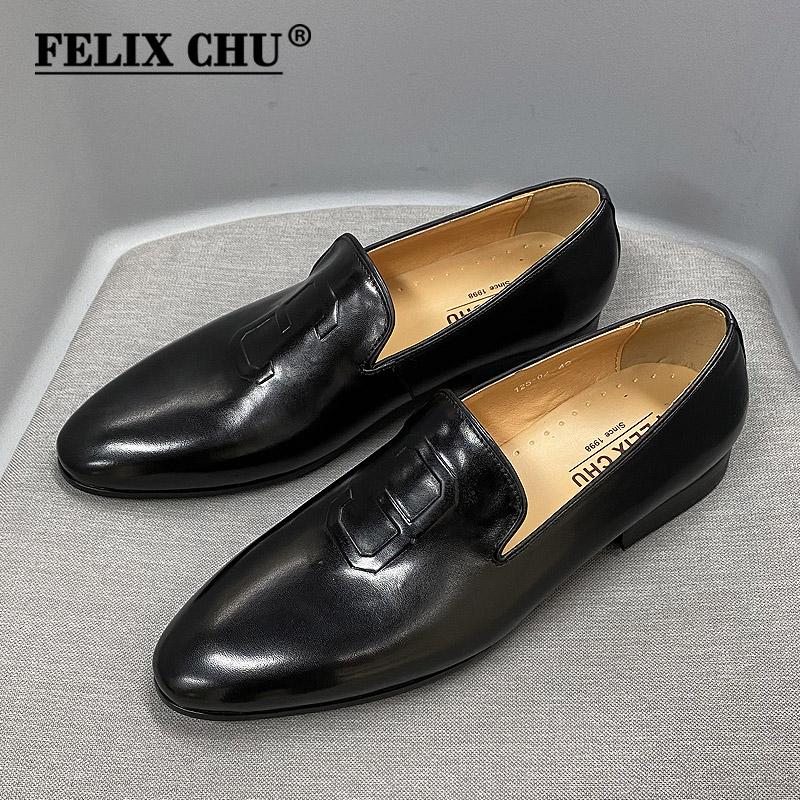 Fashion 2025 New Men Dress Shoes Loafers Hand Painted Brown Leather Casual Shoes for Men Luxury Suit Formal Genuine Leather Dress Shoes