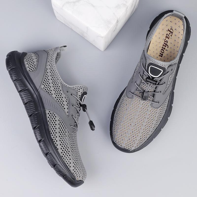 Fashion Breathable Man Sports Shoes New Arrival Men Mesh Flats Flying Fabric Casual Shoe Quick Dry Wading Aqua Shoes Hollow Out Sneakers