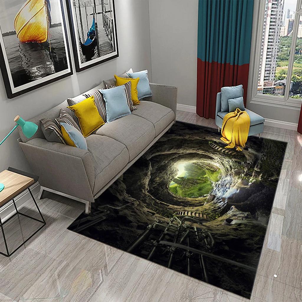 3D Space Carpet Visual Art Landscape Rug Teens Modern Design Rectangle Area Rugs Bedroom Soft Mats Flat Mat Living Room Door Mat