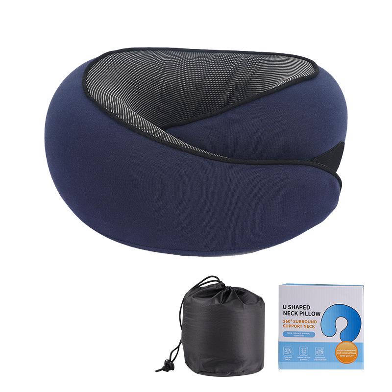 U-Shaped Memory Foam Travel Neck Pillow - No Head Tilt Support for Airplane and Office Use