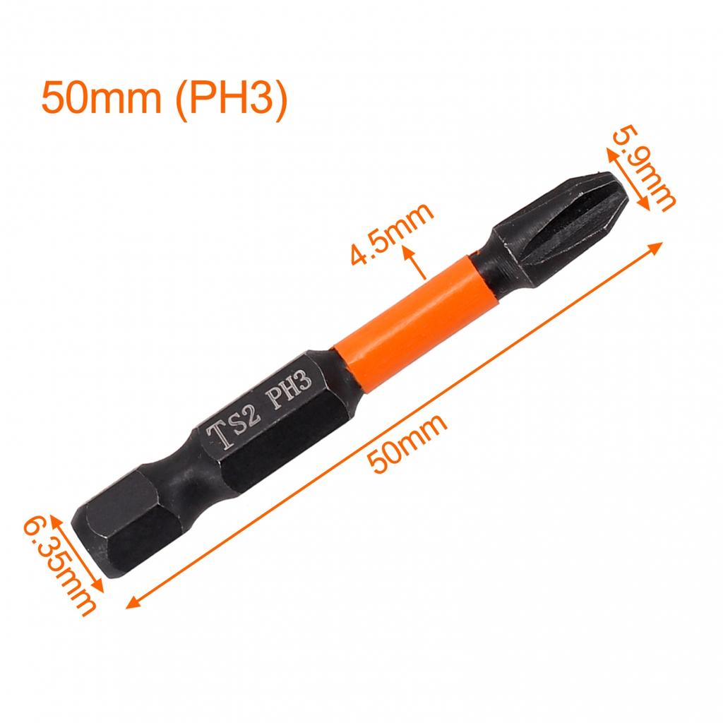 Screwdriver Bit Alloy Steel Orange PH1 PH2 Brand-New