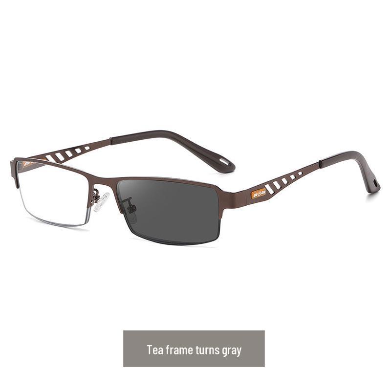 Photochromic Multifocal Anti-Blue Light Reading Glasses for Men & Women - Metal Frame, Business Use, High Definition