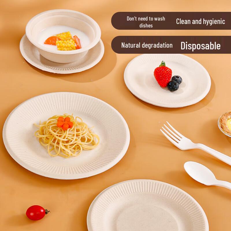 NHZHIW 8-inch Biodegradable Disposable Plates (30-pack)