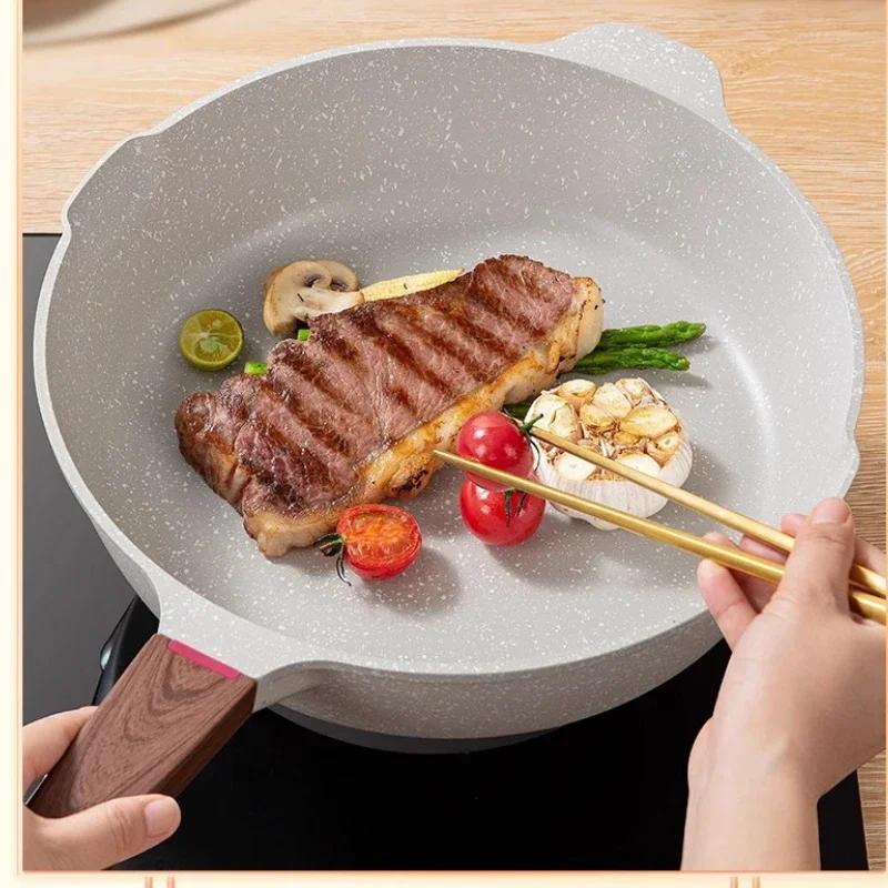 Multifunctional Maifan Stone Frying Pan Nonstick Household Induction Cooker Universal Kitchen Utensil Steak Frying Pans Cookware