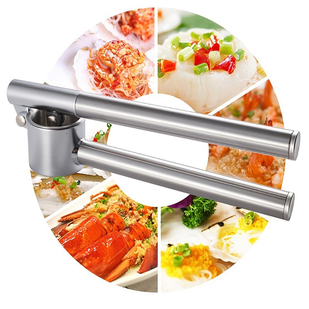 Stainless Steel Garlic Press Manual Garlic Crusher Handheld Garlic Mincer Kitchen Tool with Ergonomic Handle and Easy Clean Design
