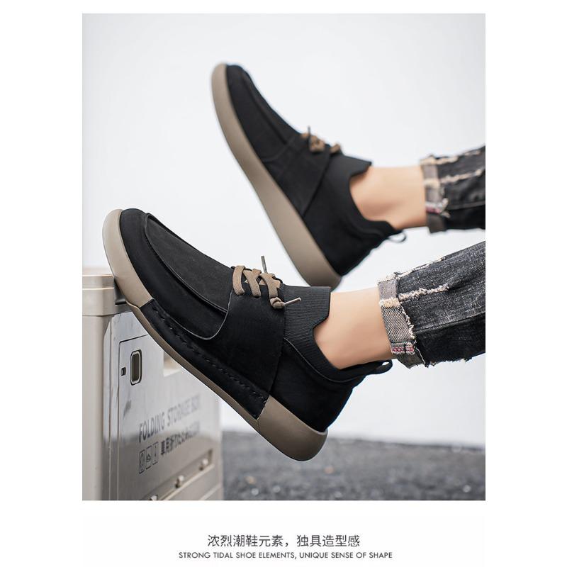 Fashion Suede Leather Men's Walking Shoes Non-slip Simple Casual Shoes Classic Male Outdoor Footwear Men New Design Driving Shoe