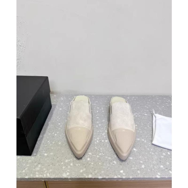 Spring new niche pointed head bag head casual half slippers women do old flat baseplate shoes lazy drag white shoes