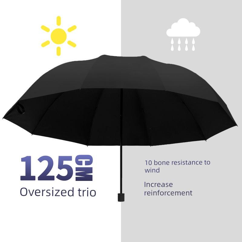 Large Umbrella for Men, Reinforced and Thickened, Sturdy and Wind-Resistant, Dual-Use for Sun and Rain, Foldable Black-Coated Sun Protection Umbrella