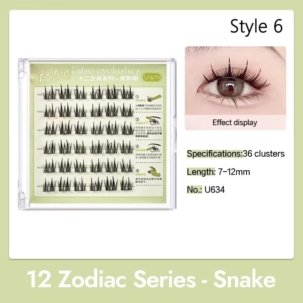12 Zodiac Series Self Adhesive Cluster Lashes No Need Glue Individual Eyelash Women's Beauty