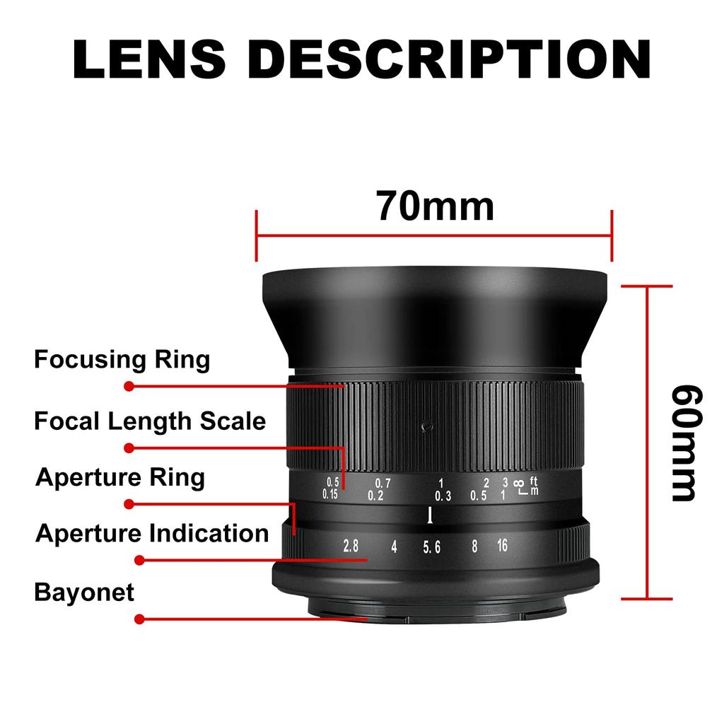 7 Artisans 12mm Ultra Wide Angle Manual Focus Prime Lens Compatible for SONY Mirrorless Camera A6500 A6300 A6100 A6000 A5100 A5000 A9 NEX 3 3N NEX 5