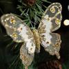 3pcs Simulation Christmas Glitter Butterfly Christmas Tree Hanging Decoration  Hotel Office Decor