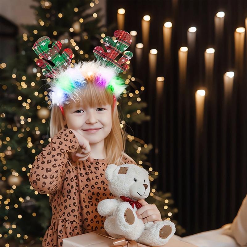 Led Christmas Headband Creative Reindeer Antlers Glow Headwear Christmas Party Cosplay Hair Accessories 2026 New Year Kid Gift