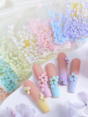 A Set of 150PCS * 7 Packs of Colorful Small Round Petal Nail Decoration Materials for Adhesive Nail Patches DIY Nail Products