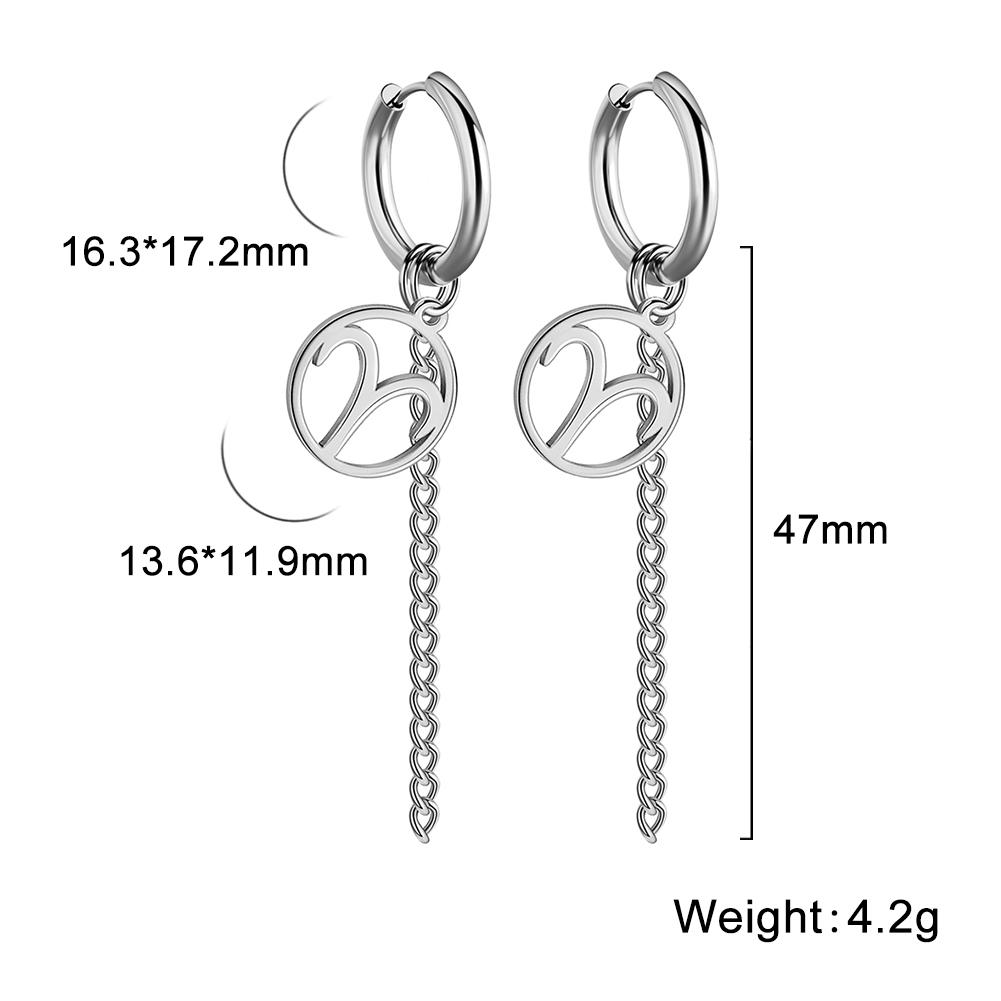 

Unift 12 Zodiac Signs Stainless Steel Dangle Earrings for Women Leo Virgo Libra Constellations Hoop Earring Lucky Zircon Gift