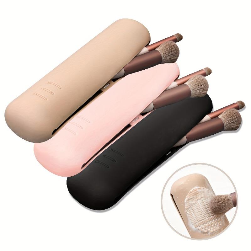 Silicone Makeup Brush Holder Portable Travel Cosmetic Brush Case With Cleaning Mat
