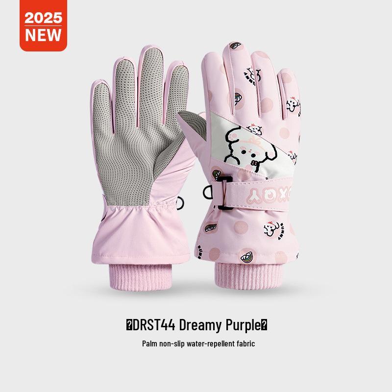 Children's Warm Waterproof Winter Ski Gloves, Non-Slip, Fleece-Lined for Ice Skating and Snow Play