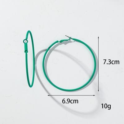 Retro Big Neon Colorful Round Hoop Earrings Exaggerated Large Circle Metal Earring Huggies for Women Girls Party Jewelry Gifts