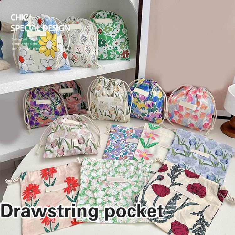 Fashion Flower Print Drawstring Bag Women's Fashion Bag Men's Toiletry Bag For Organizing Lipstick Toiletries