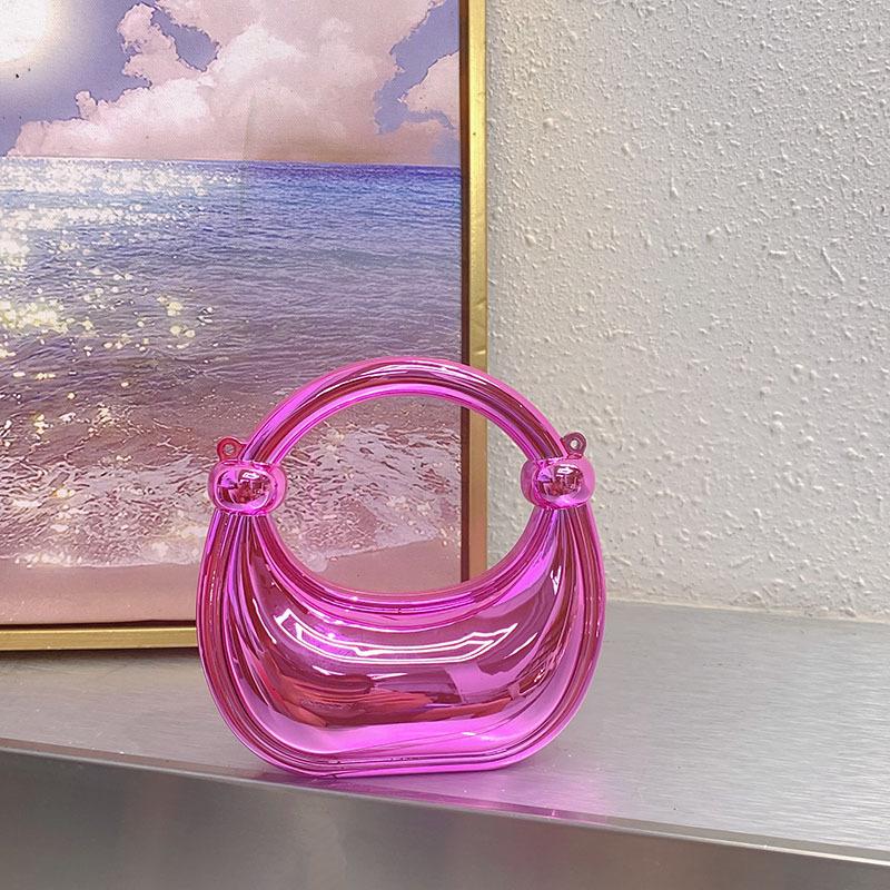 Fashion Acrylic Glossy Metal Crescent Shell Bag Banquet Large Capacity Dumpling Bag Underarm Handbag