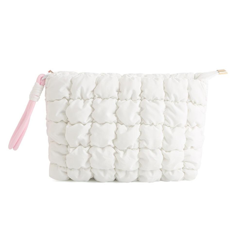 

With Zipper Puffy Makeup Pouch Korean Style Cosmetic Bag Sweet Cloud Handbag Women Girls белый
