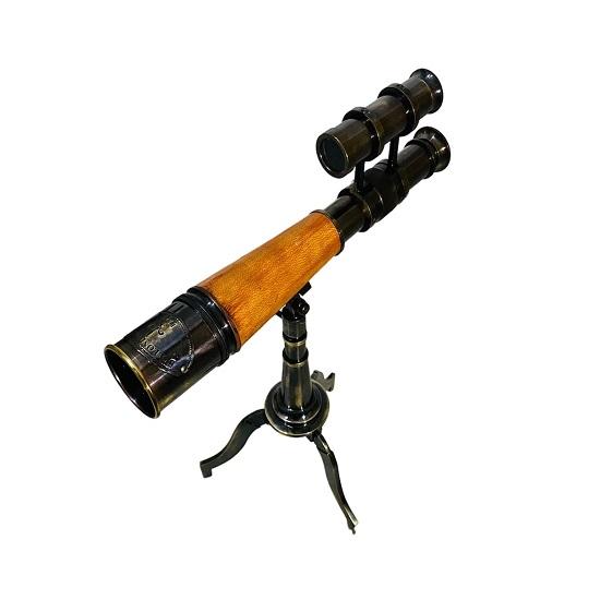 Nautical Solid Brass Old Antique Desk Tripod Telescope 25.4 Cm