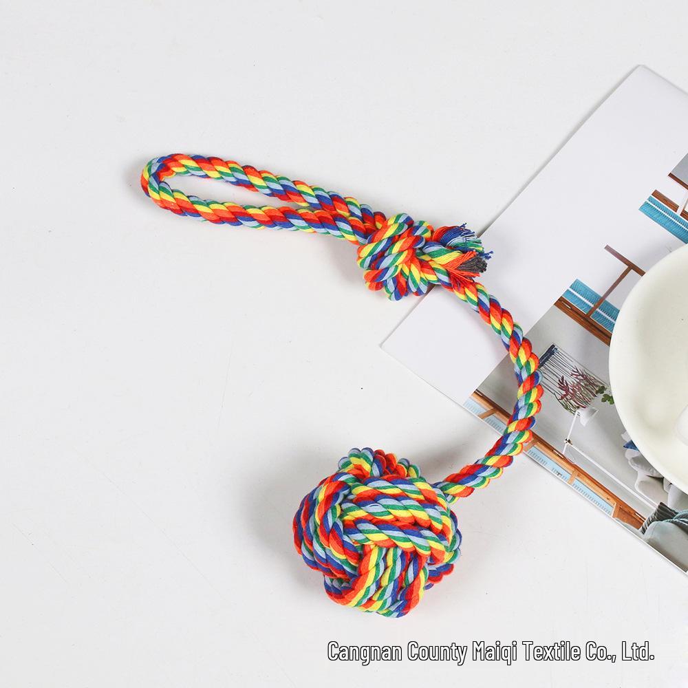Durable Rainbow Cotton Rope Dog Teething Toys - Knot Set