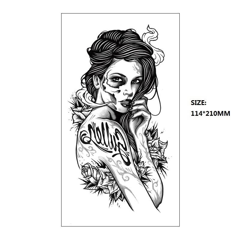 Black Astronaut Beautiful Woman Classical Figure Small Full Arm Xqb Water Transfer, Simulation Disposable Tattoo Sticker