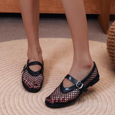 Damen Ballerinas Ballett Mesh Hohlmuster Flache Schuhe Frau Neuer Trend Mode Flache Slipper Sommer Mary Jane Schuhe Zapatos De Mujer