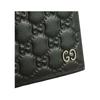 Gucci Silver label Double G Presbyopia Logo embossed Leather with coin bag Short bi-fold wallet wallet Men's Black Classic recommendation