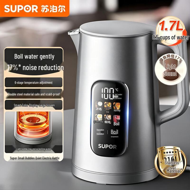 Supor 1.7L Smart Electric Kettle with 316L Stainless Steel Liner