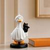 DYS Halloween Goose Figurine, Witch Hat Resin Ornament, Cute Ghost Statue for Tabletop Mantel Shelf Holiday Decoration