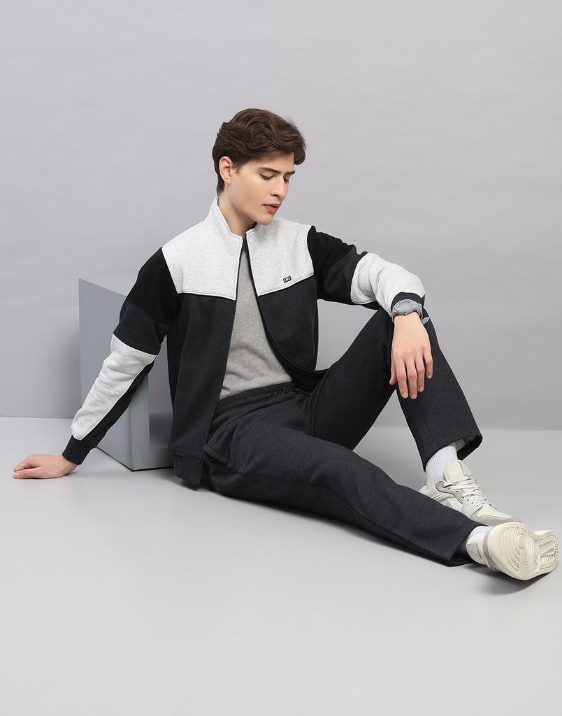 Monte Carlo Men's Regular Fit Colour Block Stand Collar Full Sleeve Tracksuit