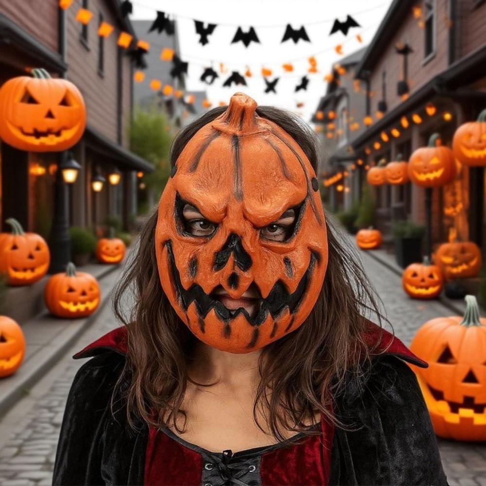 Eenvoudig 3D Pompoen Halloween Masker Realistisch Grappig Volledig Gezicht Masker Ademend Angstaanjagend Halloween Cosplay Masker Carnavalsfeest