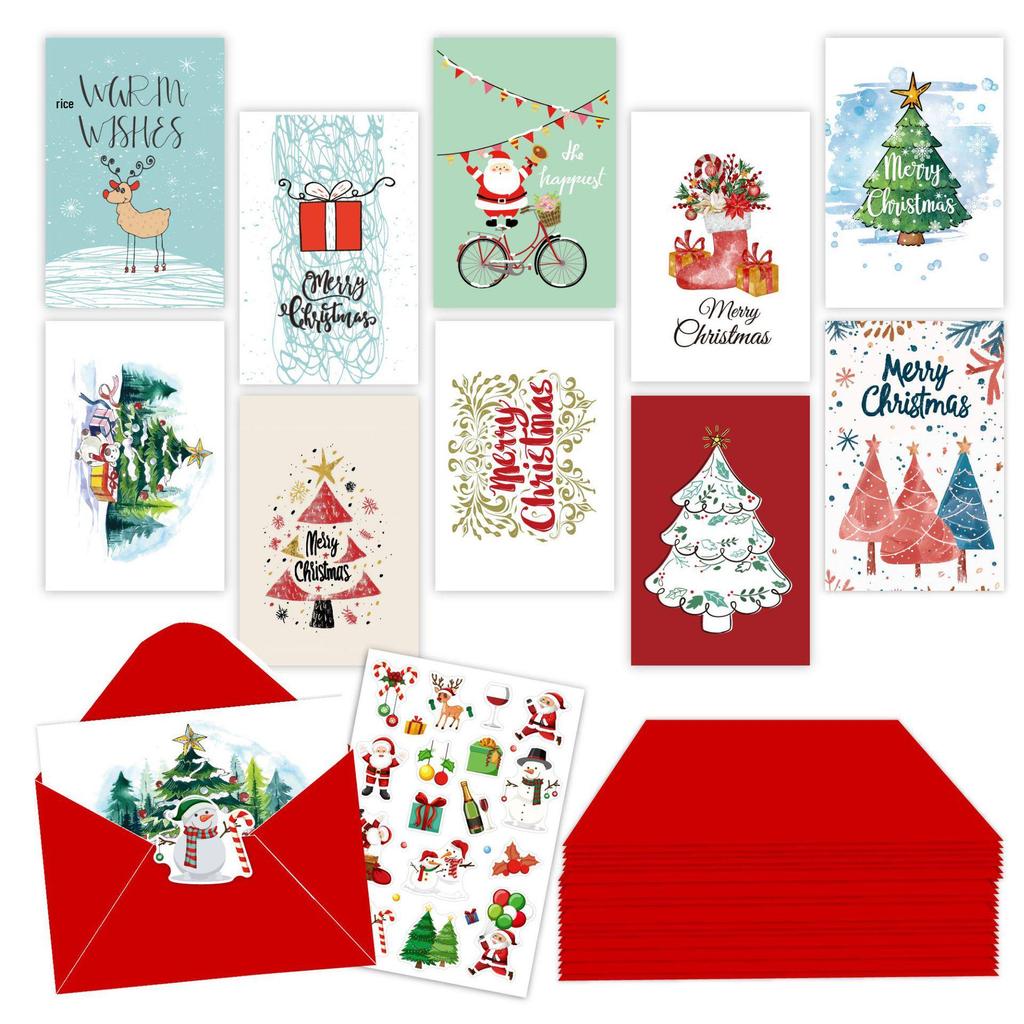 English-Style Cross-Border Christmas Card Set: Folded Holiday Cards with Envelopes for DIY Handwritten Blessings