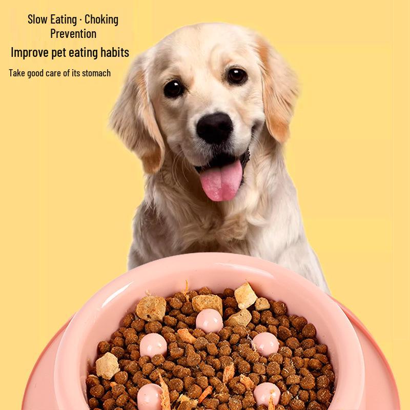 Anti-Tip Slow Feeder Dog Bowl, Anti-Choking & Anti-Vomiting Design, Large Base, New Color