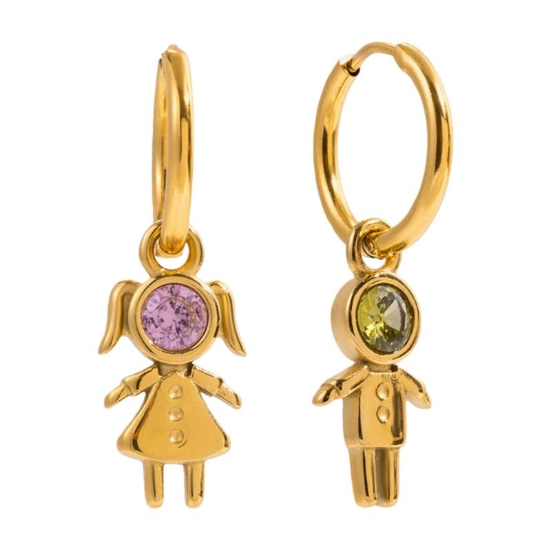 

Модные Серьги-подвески с Розовым Зеленым Цирконом, Покрытые 18-каратным Золотом, Из Нержавеющей Стали, Украшения для Девочек, Специальные Случаи 1
