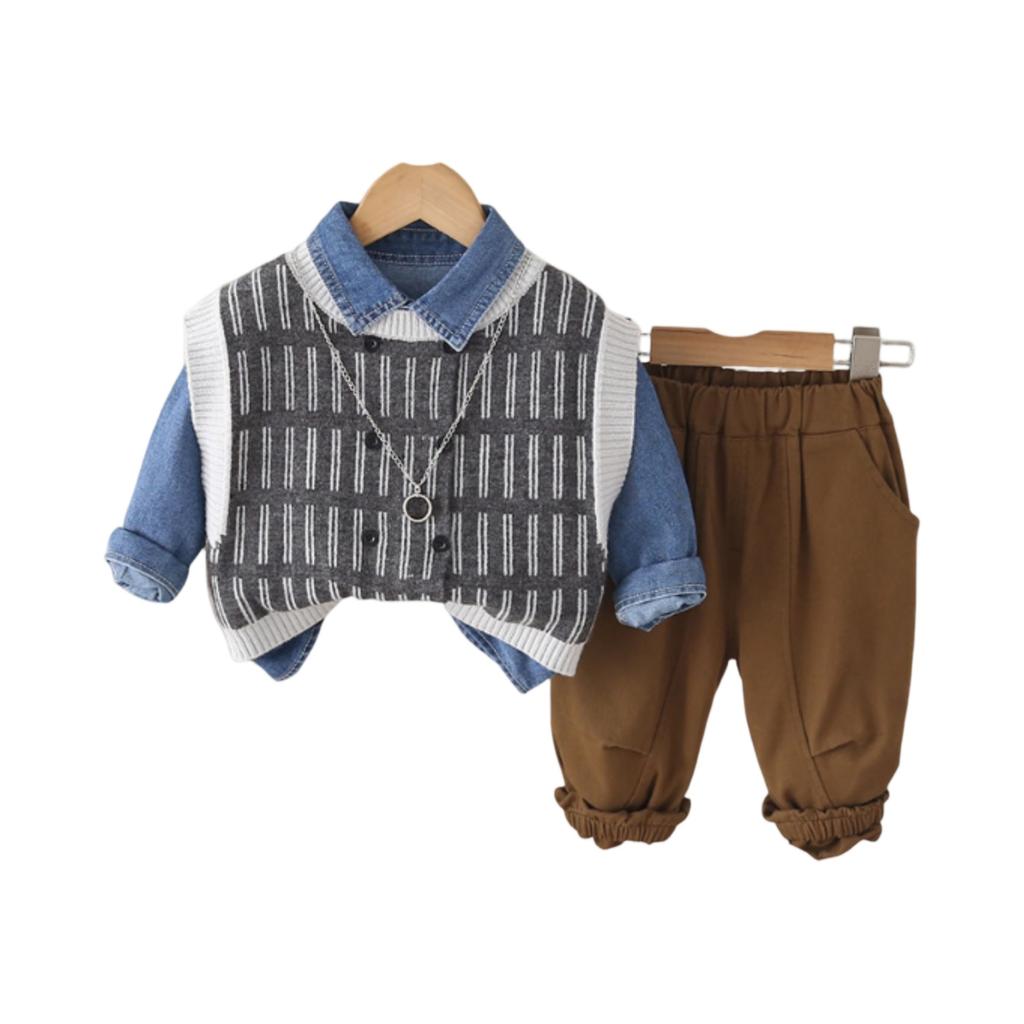 Kids Casual Long-Sleeve Set, Comfortable Daily Wear Outfits